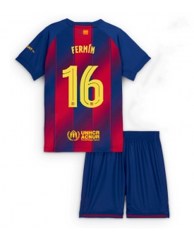 Barcelona Fermin Lopez #16 Maglia Gara Casa Repliche 2025-26 Bambino Maniche Corte
